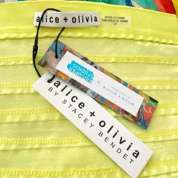 NWT Alice + Olivia x Kidsuper Milan One Shoulder Gown Dress in Colms Painting 10 - Picture 9 of 9